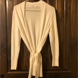 Nice Gap Medium Weight Cardigan With Tie  Cream